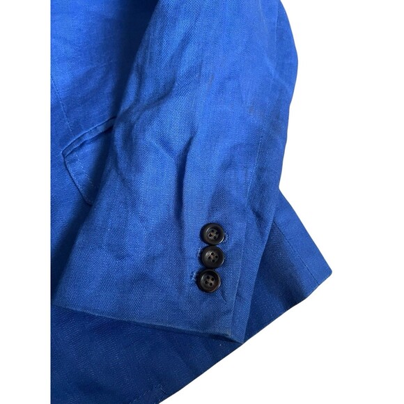 J. Crew Womens 100% Linen Schoolboy Blazer Jacket Sz 10 Blue Surgeon Cuff Preppy - Picture 5 of 10